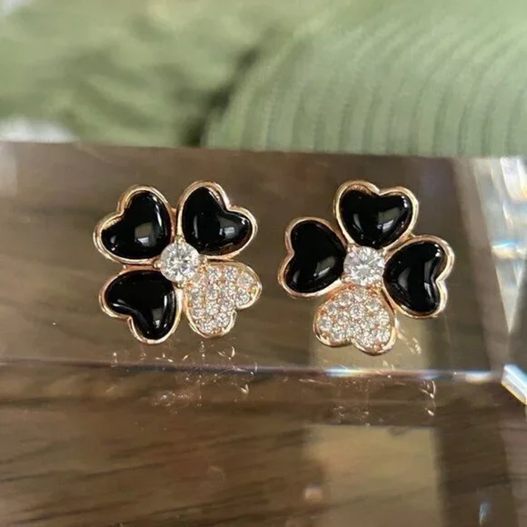 Clover Heart Flower Earrings